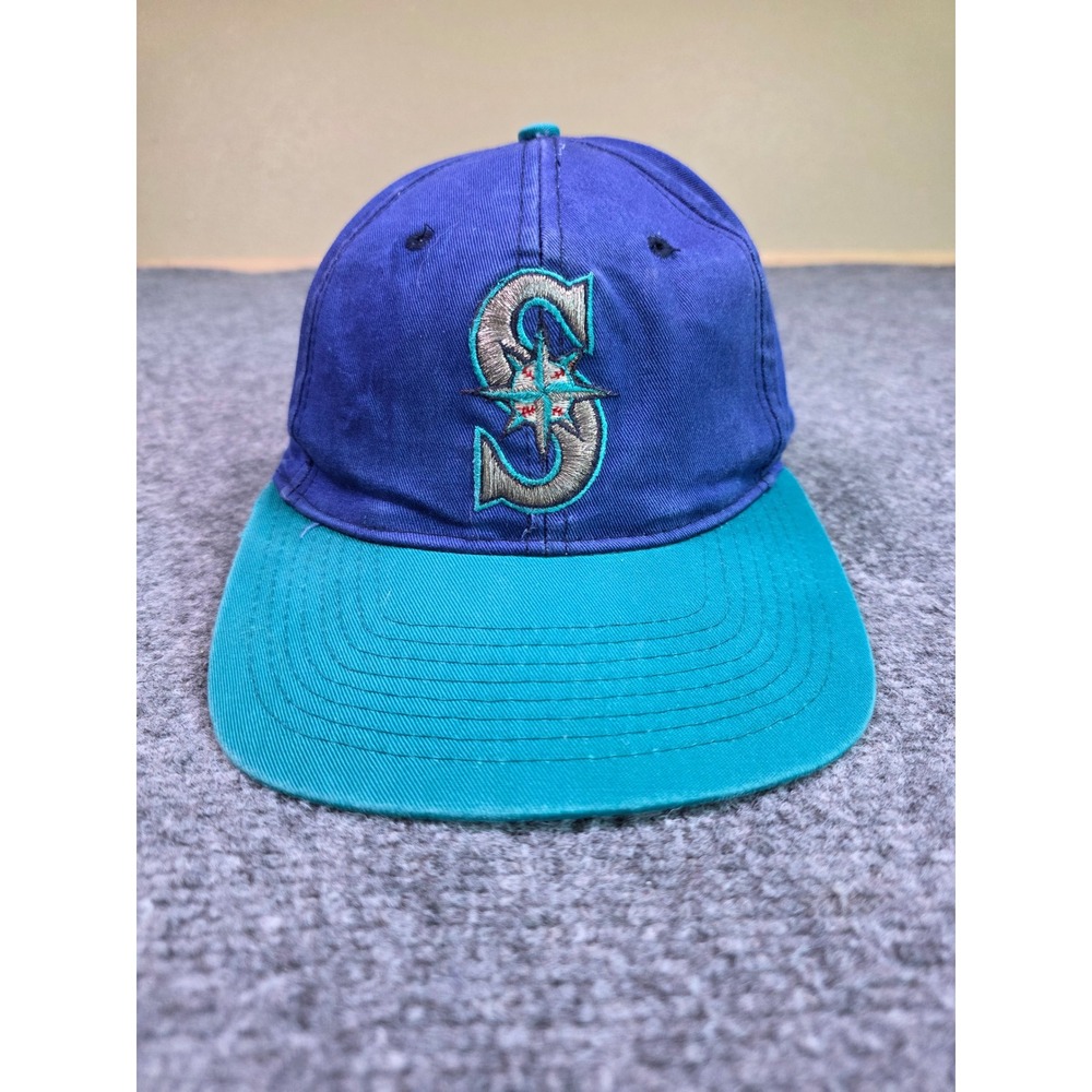Vintage 90s Seattle Mariners Snapback Hat OSFA Eds West Two Tone Blue Teal PSN